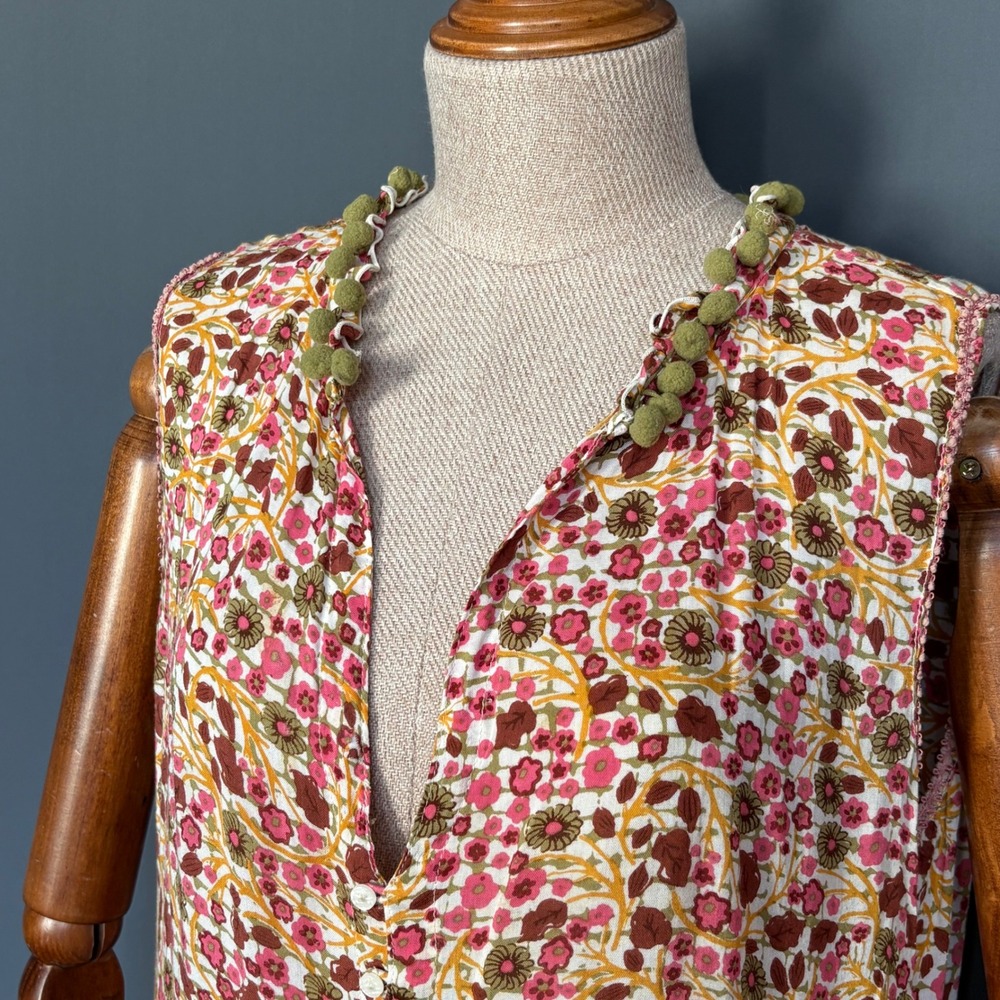 Poupette St Barth Button Down Maxi Dress | Size L | Sleeveless Floral Babydoll